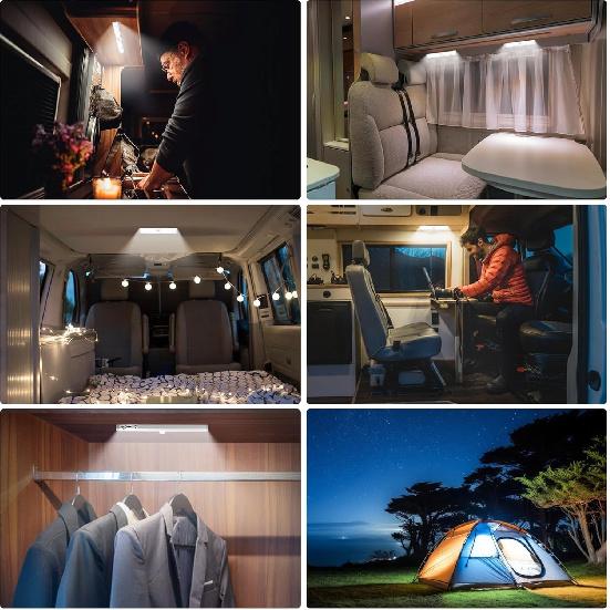 3 Pack Motion Sensor RV Step Lights, 10 LED Battery Operated Motorhome Motion Activated Light Strip, Magnetic Night Light Bar For Motorhome Travel,