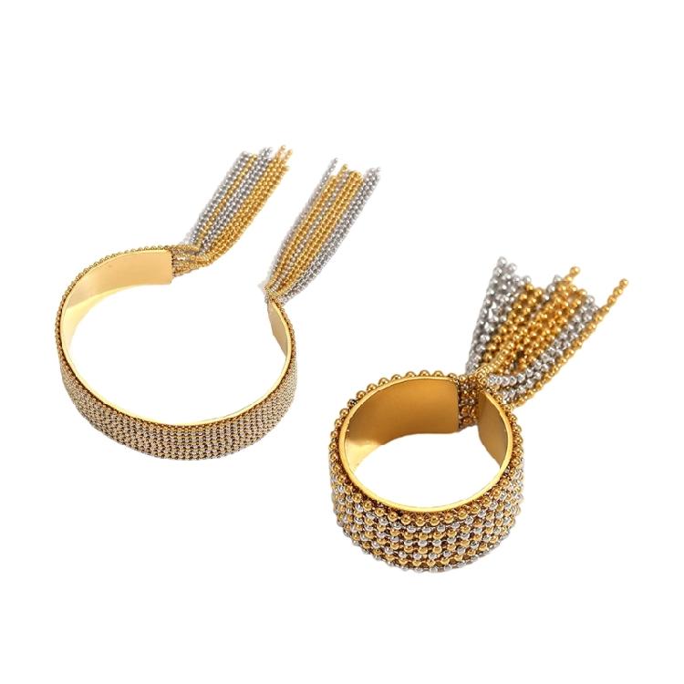 Sophisticated Ring Jewelry 18K Gold Plated Tassels Chain Ring Bracelet Stainless Steel Sophisticated Jewelry