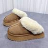 Thick-soled snow boots slippers women's autumn and winter new muffin bottom bag head heightened hairy drag thickened velvet outer wear