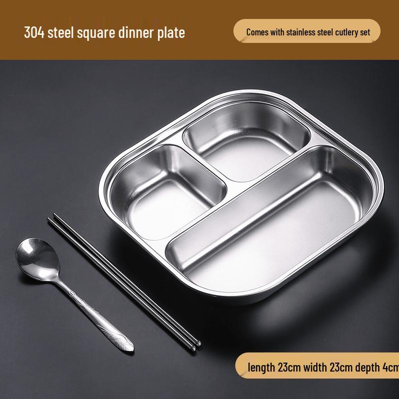 304 Stainless Steel 3-Compartment Lunch Box with Lid