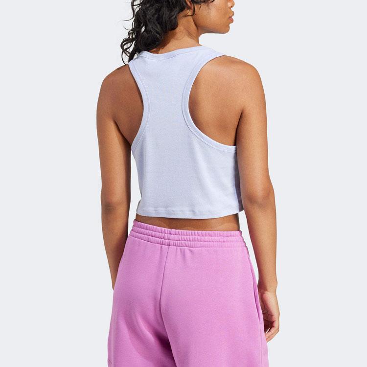 adidas Originals Letter Logo Print Round Neck Sleeveless Vest Women Tops Purple IP0684