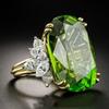 Fashion Gold Color Inlaid White Green CZ Women's Ring Geometry Daily Wear Party Jewelry