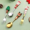 Christmas Dinnerware Stainless Steel With Luxury Gift Box Tableware Dessert Fork Coffee Spoon Santa Cutlery For Christmas