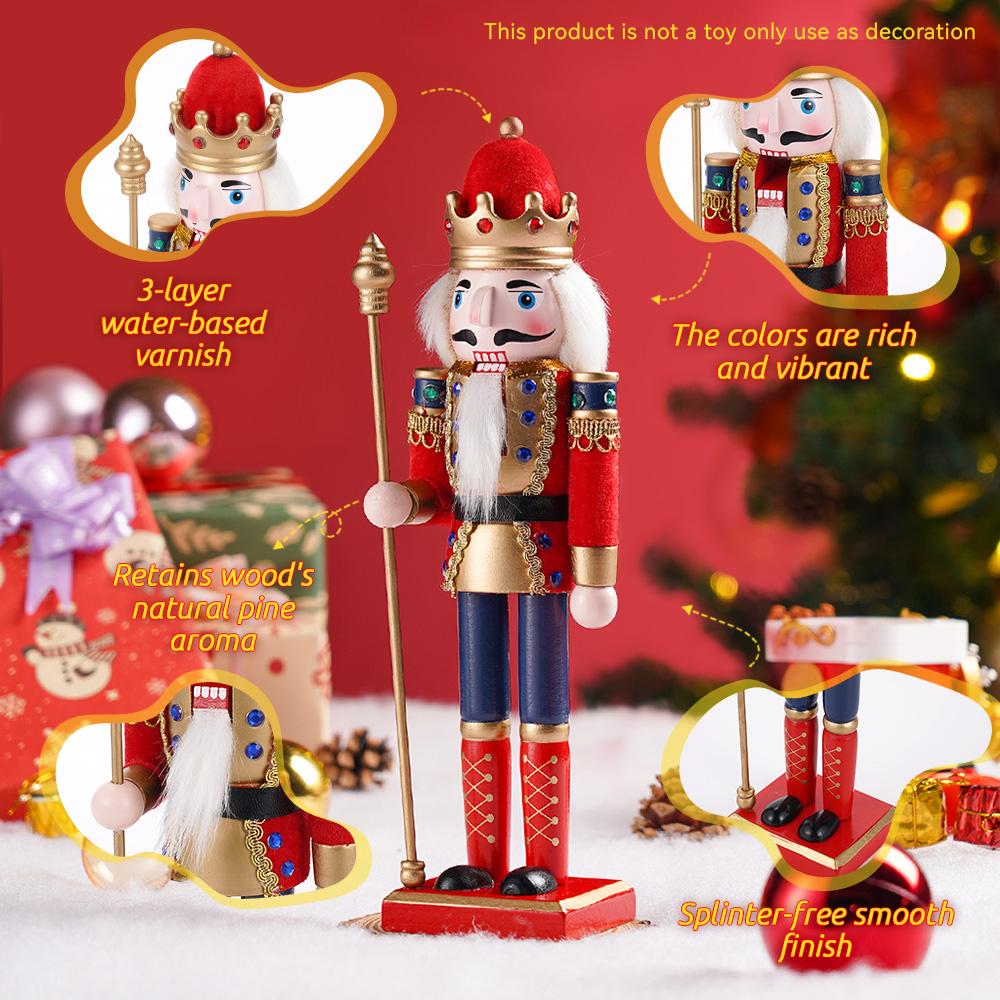 12 Inch King Nutcracker Painted Soldier Christmas Decor  Xmas Holiday Collectible Gifts for Festive Christmas Tree Table Decor