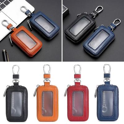 Durable Leather Car Key Bags Hook Classic Keychain Holder Zipper Key Pouch Men Women