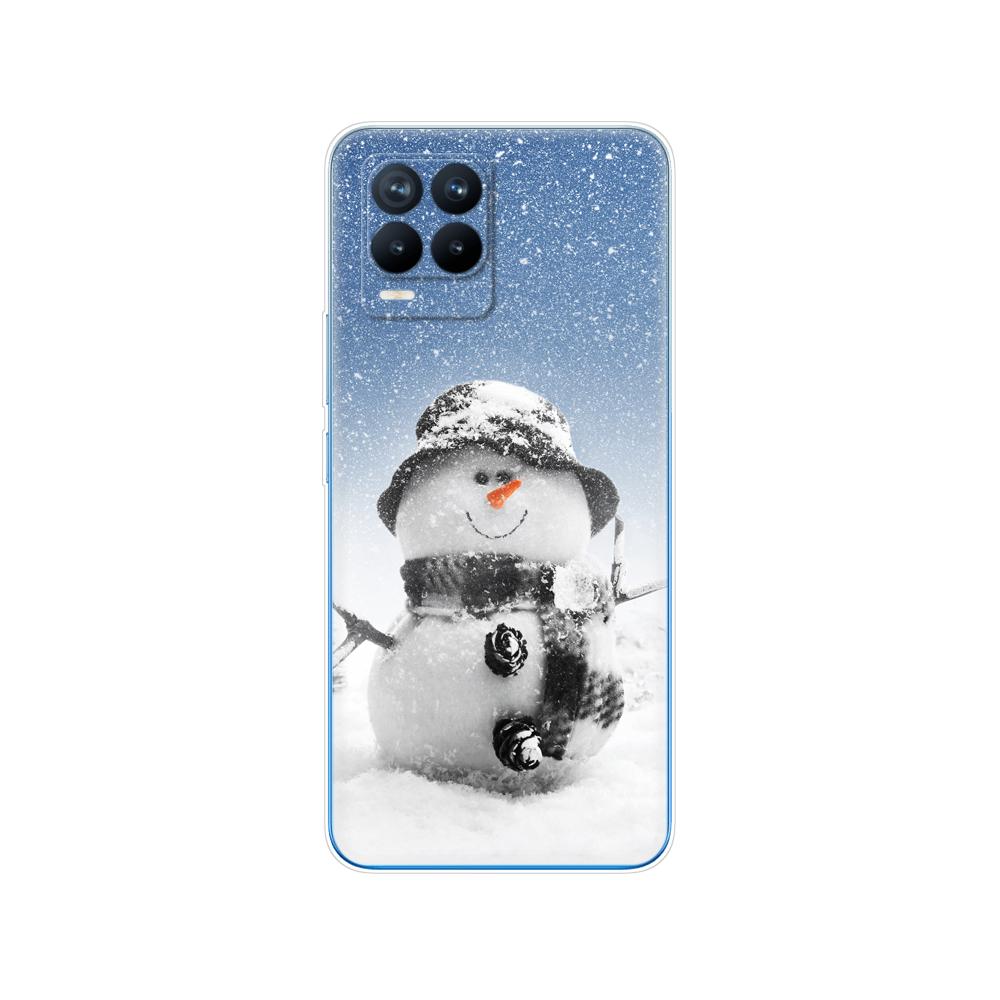 Für Realme 8 Hülle 6,4 Zoll Rückseitige Telefonabdeckung Für Realme 8 Pro OPPO Realme8 4G RMX3085 Stoßstange Winter Weihnachten Schnee Baum Neujahr