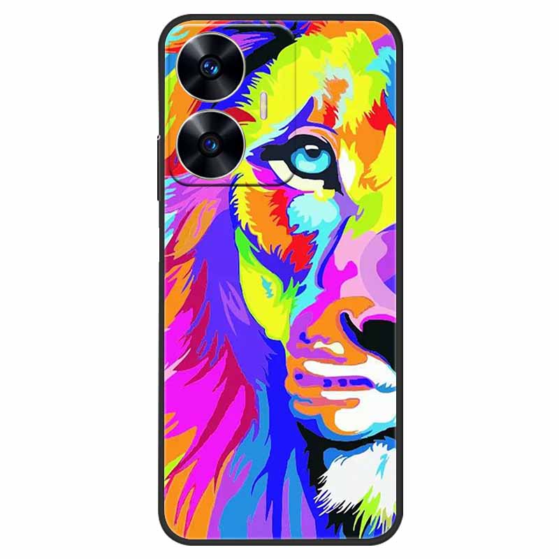 Phone Cover For Realme C55 Case Black Silicone Fundas For Realme C55 RMX3710 TPU Soft Back Coque Star Painted on RealmeC55 C 55