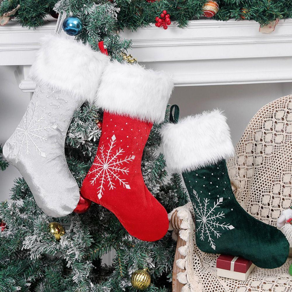 Hanging Christmas Stocking Large Size Xmas Gift Bag Candy Bag Christmas Gift Socks  Christmas Decor