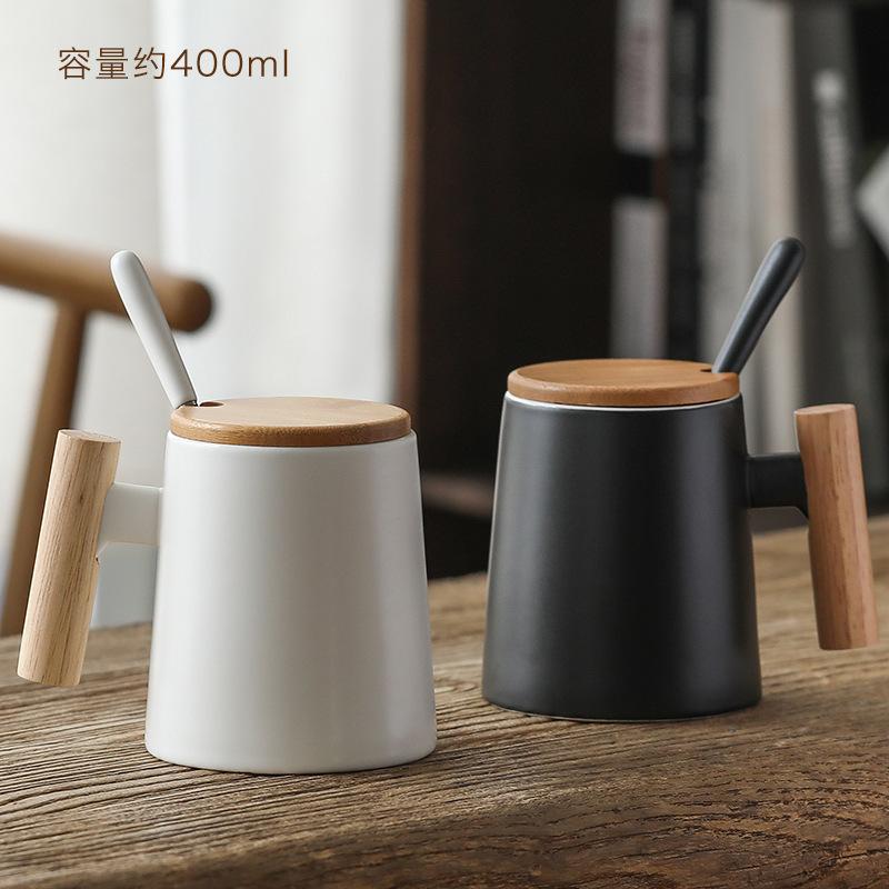 Tea Separation Cup Wooden Handle Ceramic Cup Coffee Cup With Lid Spoon Gift Box