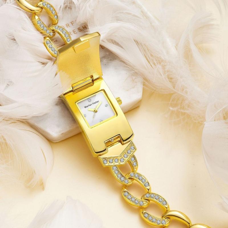 Zegarki damskie małe z klapką z pełnymi diamentami Marka Luksusowa Moda Kwarcowy Kreatywny Damski Zegarek na Bransolecie