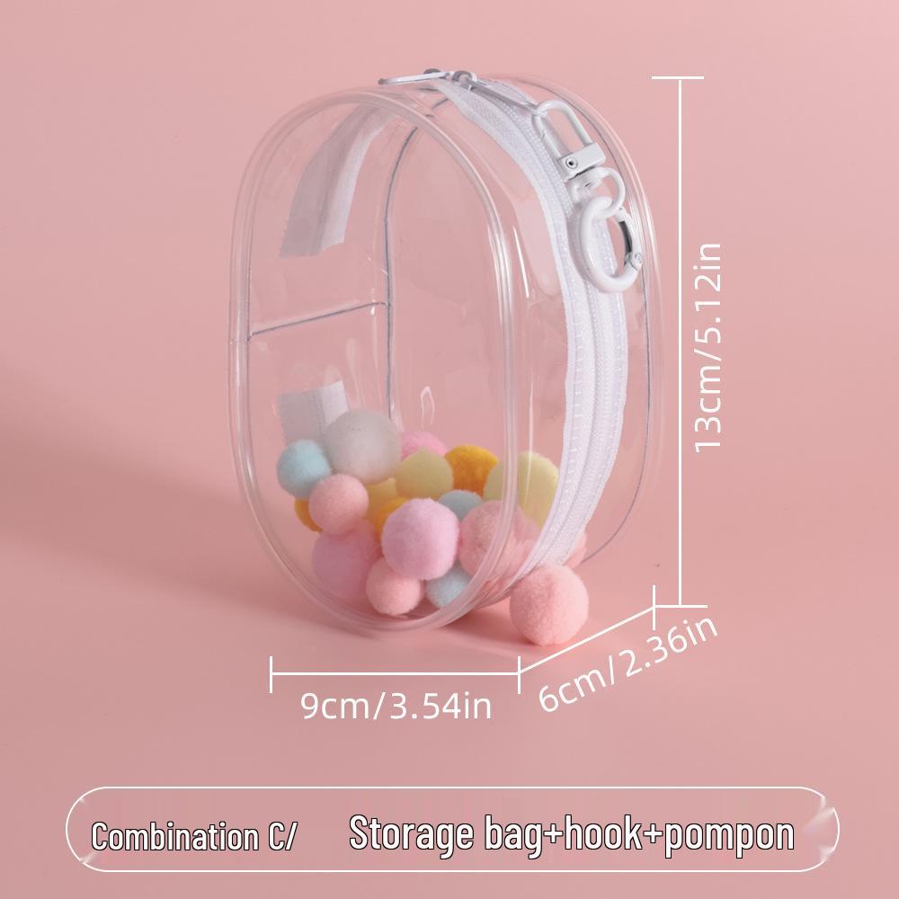 10cm Doll Stroller & Storage Bag, Transparent PVC & Cotton Display, Dustproof Hanging Bag