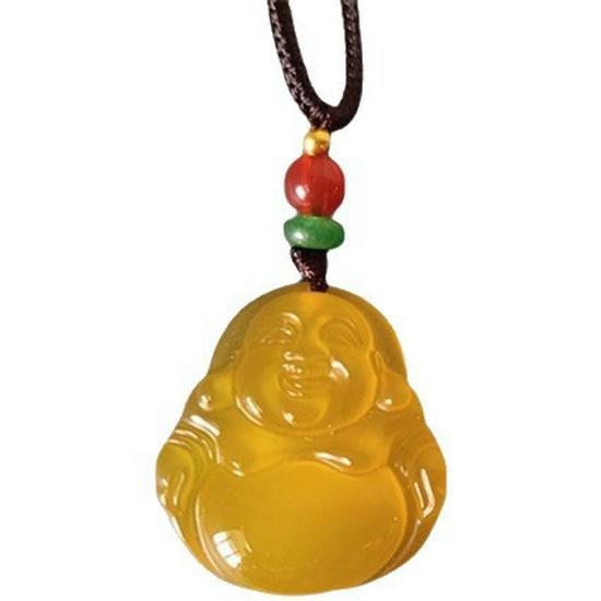 Agate Chalcedony Maitreya Buddha Pendant Necklace for Women - Multi-color Optional