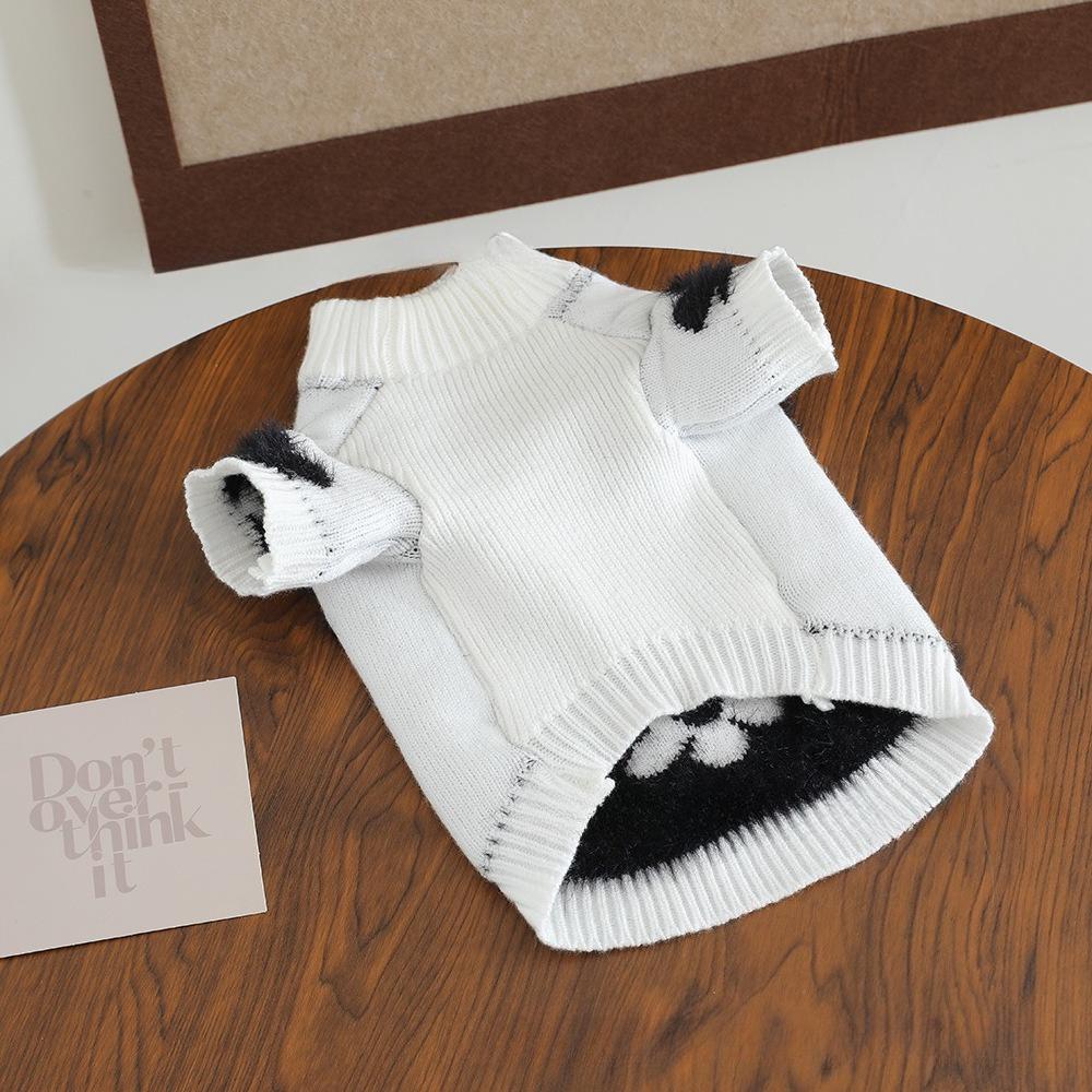 Pet Autumn and Winter Flower Sweater Soft Round Neck Base Sweaters Knitted Sweater Pet Coat Dog Clothes for Small Dogs