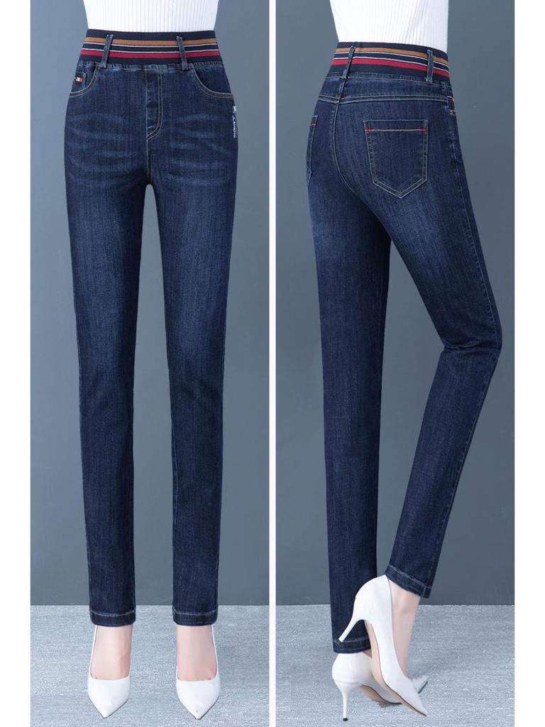 Woodpecker High-Waisted Stretch Skinny Jeans for Women - 2025 Slimming Elastic Pants for Spring/Autumn