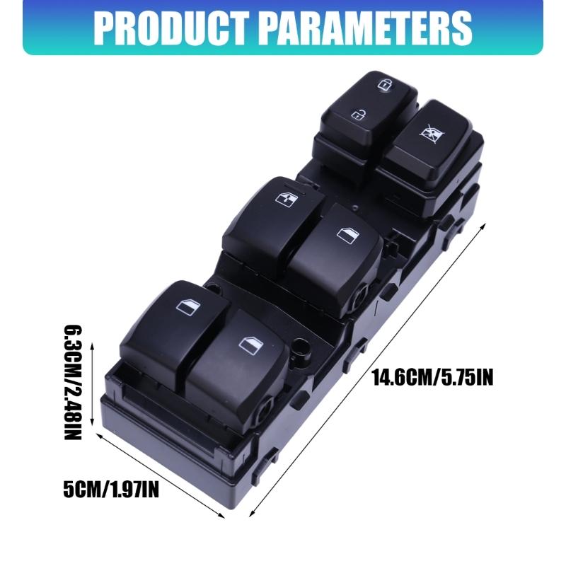 93570-J9100 Driver Window Control Assembly for Listed 2018-2022 Fitment, Black Button Panel for Routine Window Operation Repair Use