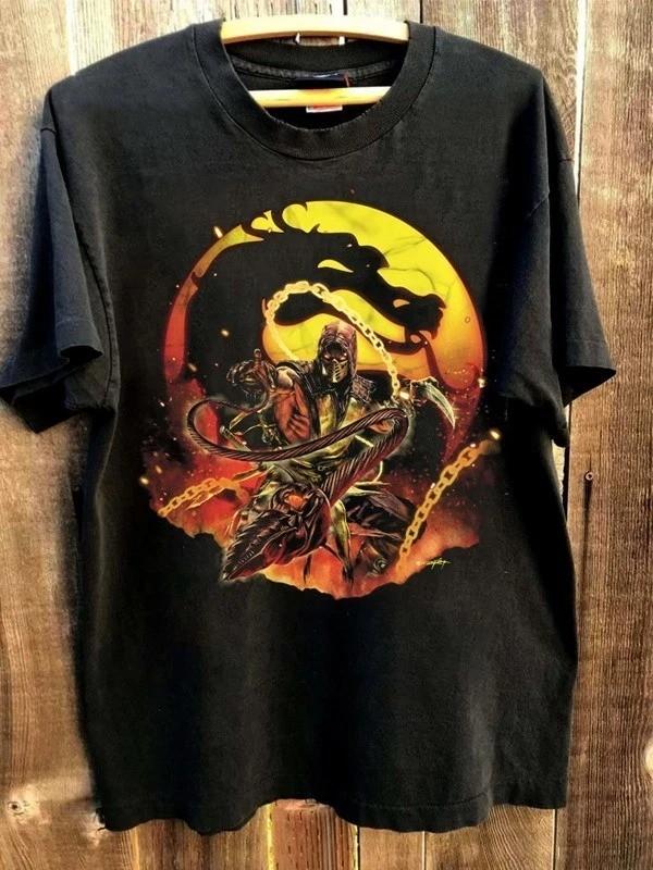 Scorpion Mortal Kombat 90s Rare design Black Short sleeve T shirt Unisex T-Shirt XXXL