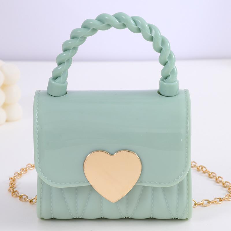 Kinder PVC Umhängetasche Münzbörse Kind Fashi Mini Handtaschen Schönes Herzmuster Dekori Handtasche Kleine Kette Gelee Tasche Für Mädchen