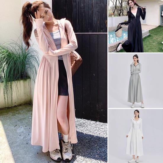 Felpa con Cappuccio da Donna Protezione Solare Cappotto Raffreddamento Corpo Intero Abbigliamento Solare Manica Lunga Costume da Bagno Copricostume Abito per Estate Spiaggia Pesca Escursionismo