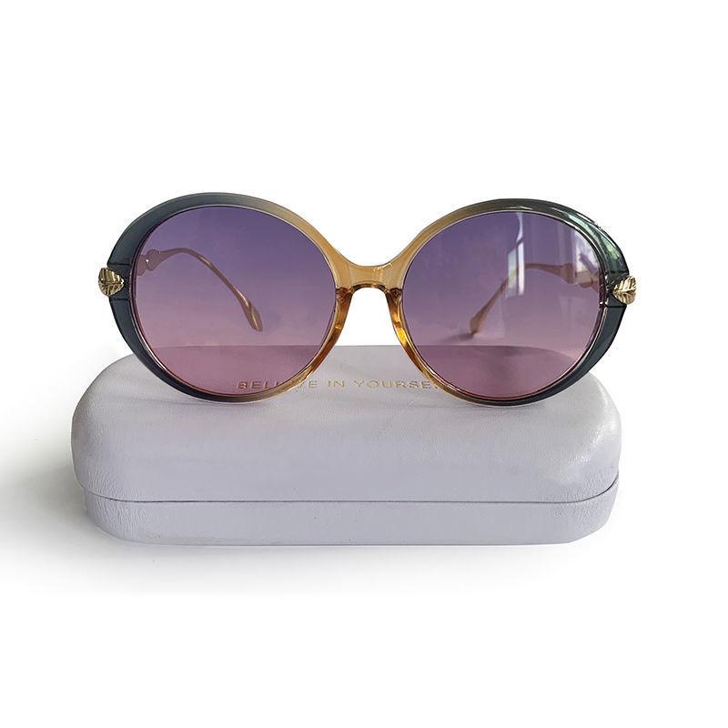 Nye vintage solbriller med rund ramme gradient Fargerik trendy mote kvinner kvinnelige briller Merkedesigner nyanser for damer