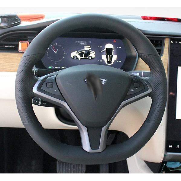 For Tesla modelS Model X Model 3 DIY Custom Leather Suede Steering Wheel Cover Car Wheel Cover Interior