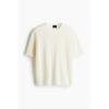 H M Regular Fit Textured Knit Tee wHite