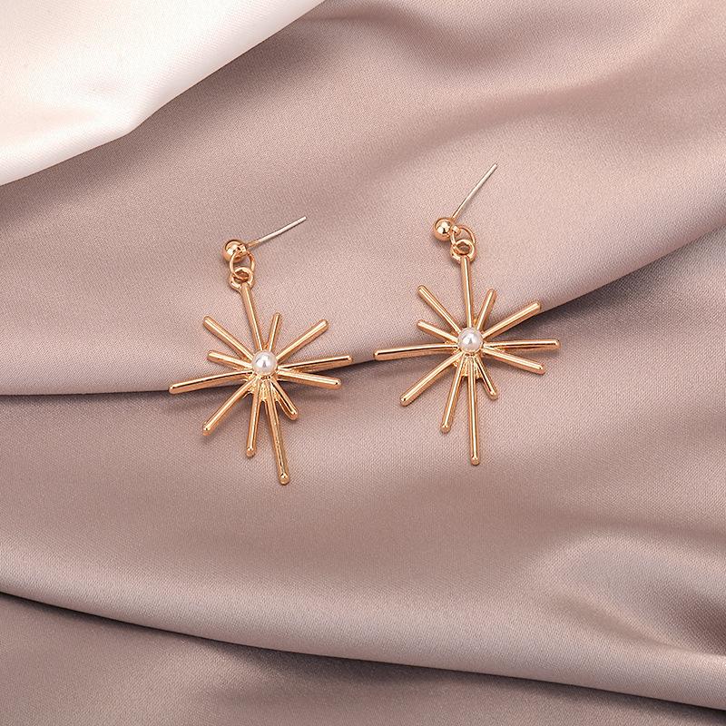 925 Silver Needle Temperament High-end Full Diamond Pearl Earrings Women's ins Wind Geometric Earrings Korean Light Luxury Earrings