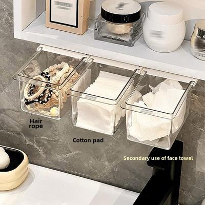 1PCS Transparent Schublade Lagerung Box Unter Spiegel Schrank Oragnizer Bad Baumwolle Stick Make-Up Pull-Out Fall