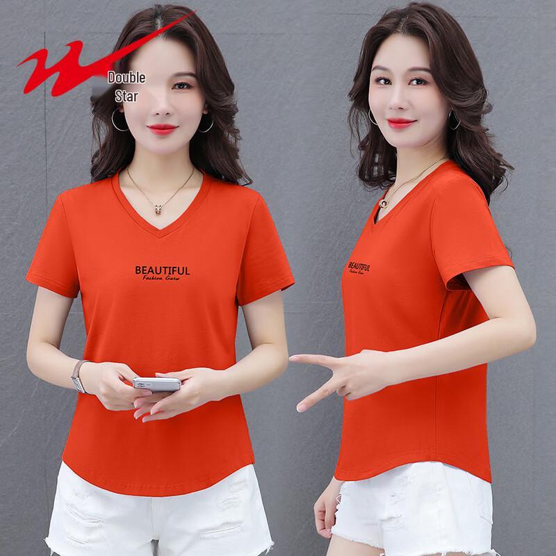 Shuangxing Women s V-Neck Cotton T-Shirt 3XL