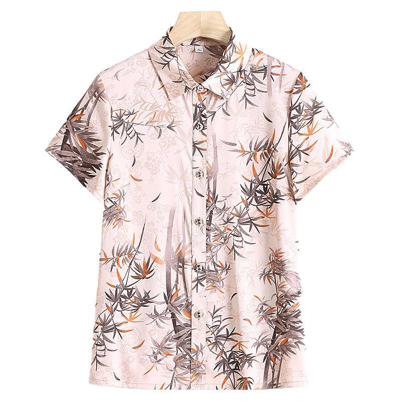 Women's Summer Mulberry Silk Printed Shirt - Chinese Style, Breathable, Short Sleeve for Mid-Aged Mother's Wear