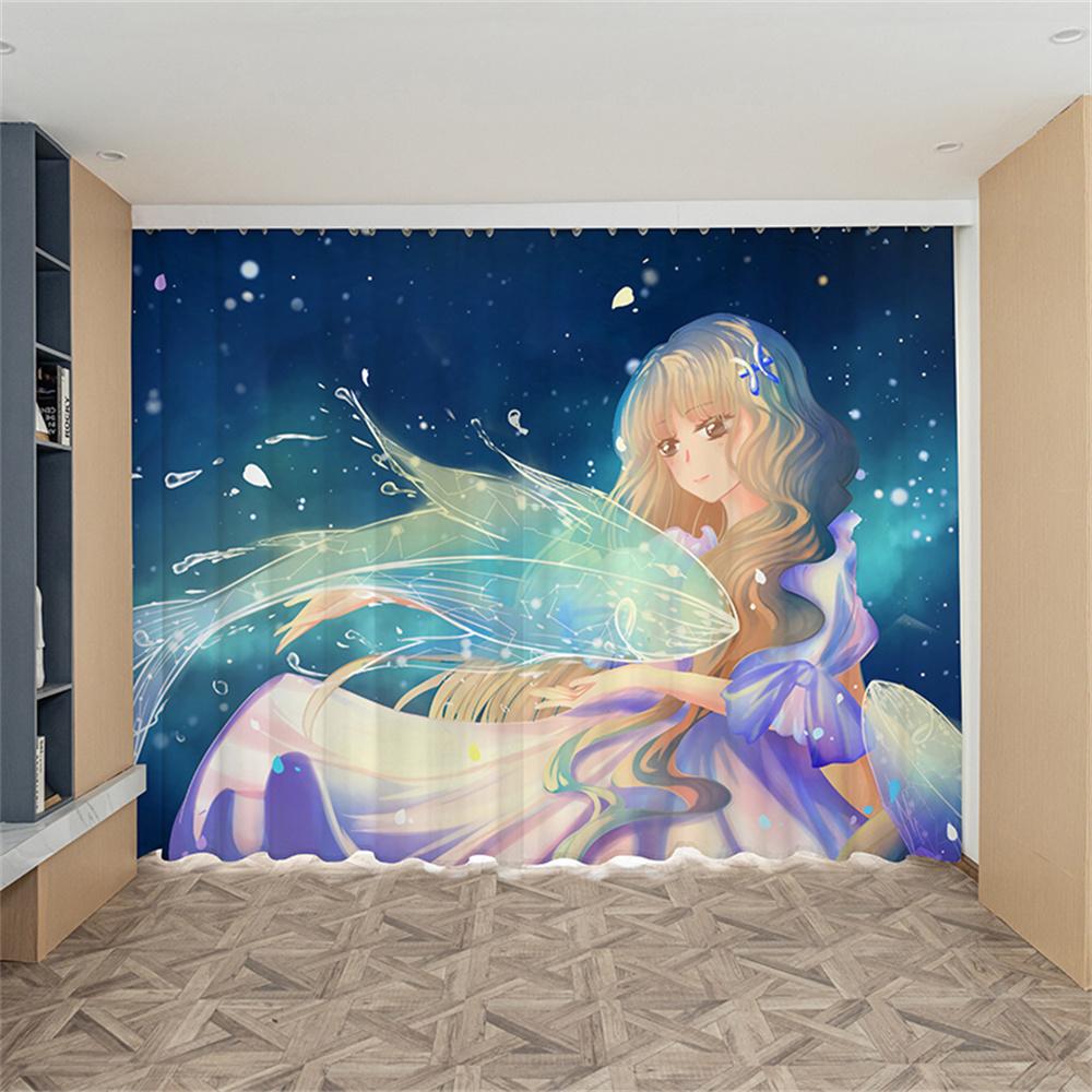 Cartoon Whale Cetacean Animal Ocean Rainbow Kids Window Curtains Blinds for Living Room Bedroom Kitchen Door Home Decor 2Pieces