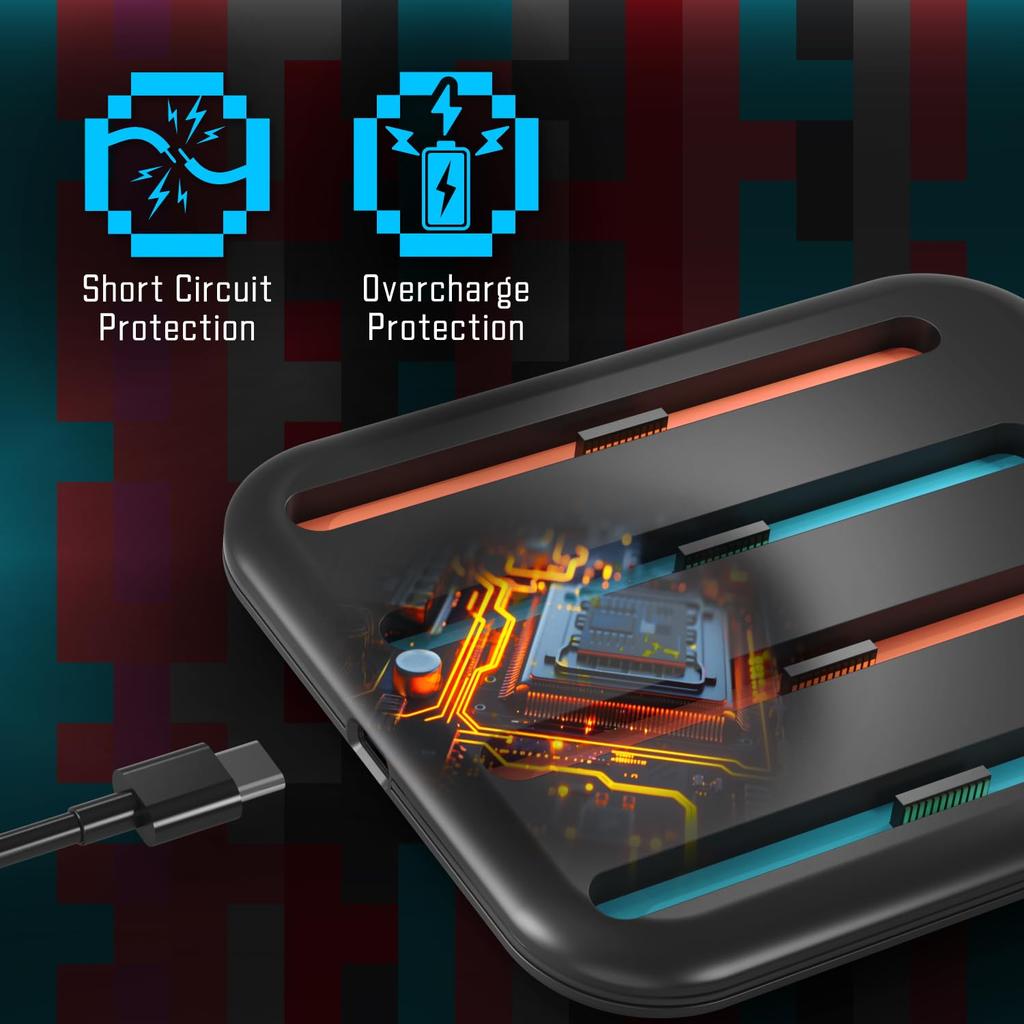 Dock de Carregamento Fosmon Switch 2 para Nintendo Switch 2 com Carregamento Rápido Magnético Simultâneo RGB e Cabo Incluído Suporte para Joy-Con, Carregamento 4 em 1,