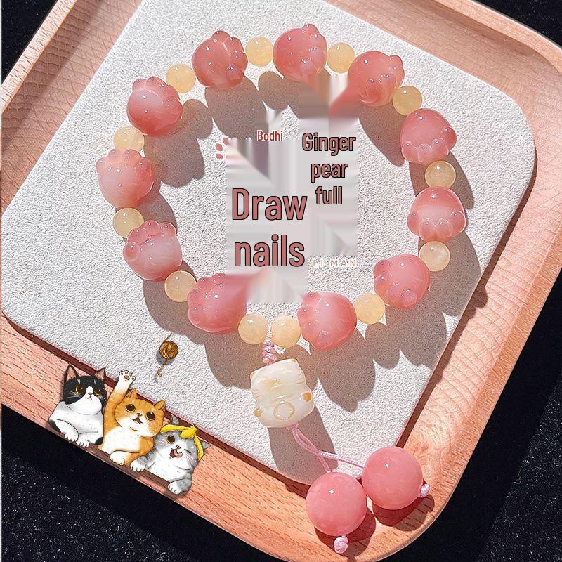 Bodhi Root Cat Paw Bracelet for Sweet Girls