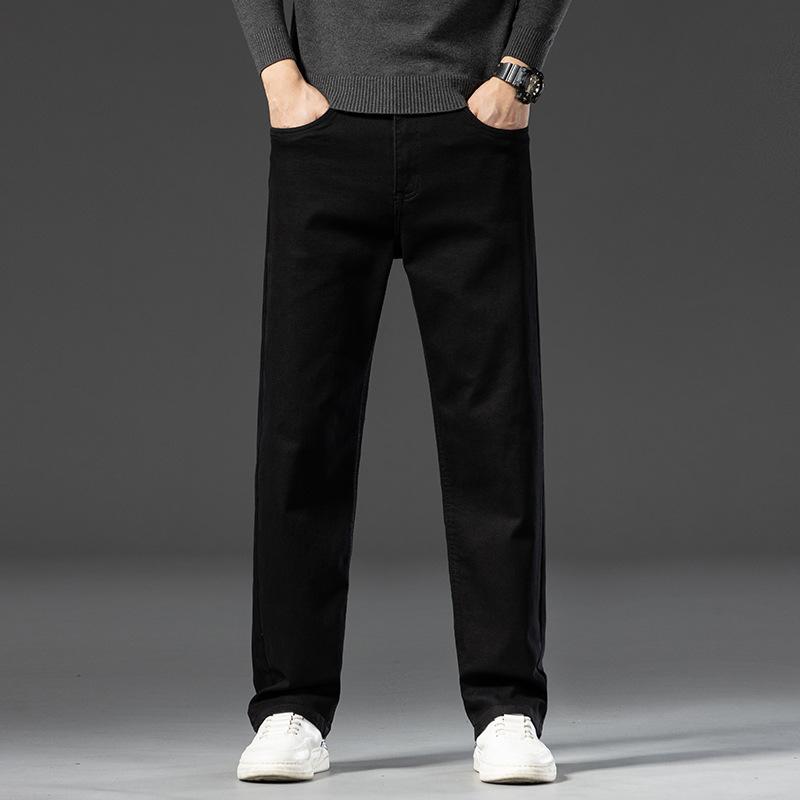Straight-leg jeans for men, autumn and winter new style, elastic casual trend, versatile straight-leg loose jeans for men, casual