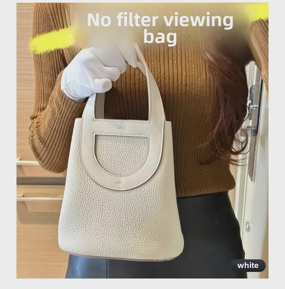 2023 Women's Large Capacity Pig Nose Bucket Bag, First Layer Cowhide, Commuter Style