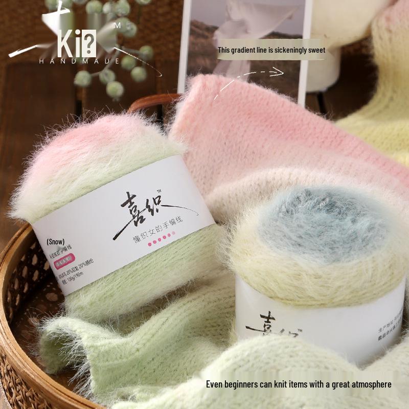 Two-Color Honeycomb Gradient Wool Yarn for DIY Scarves and Hats