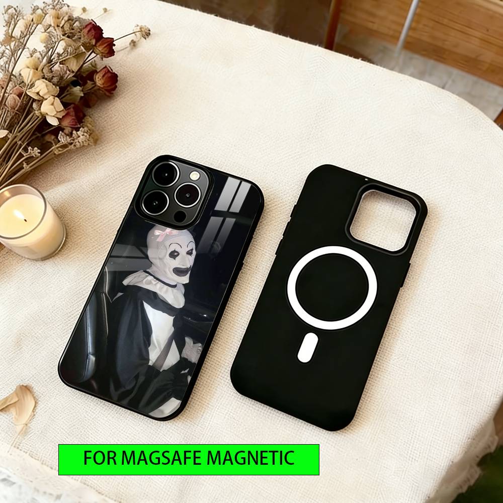 Horror Art the Clown Funny Phone Case For iPhone17,16,15,14,13,12,11 Plus,Pro Magnetic For Magsafe Wireless Charging