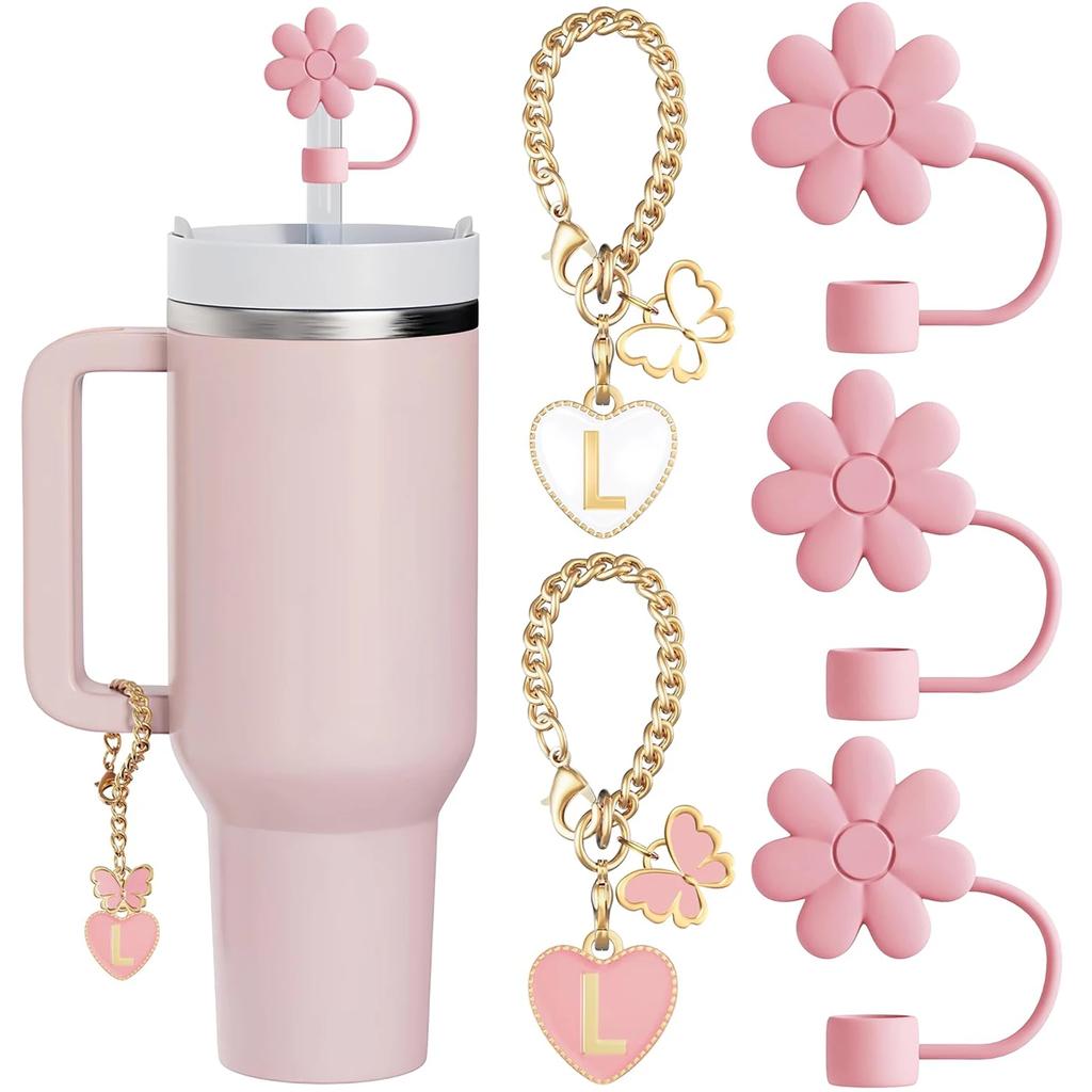5PCS Straw Cover Cap Straw Toppers And Letter Charms For Stanley 30&40 Oz Tumbler With Handle Cup 10mm Straw Tumbler Accessories