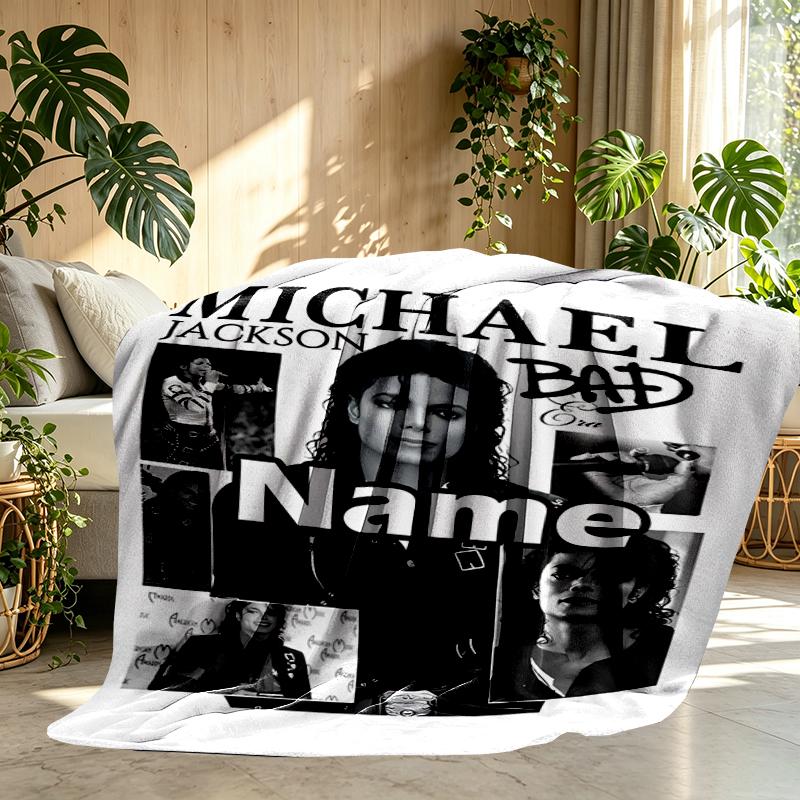 Custom Name Personalized Michael Jackson Print Blanket, Home Decor, Bedroom, Sofa, Camping, Couch, Gifts for Birthday Christmas