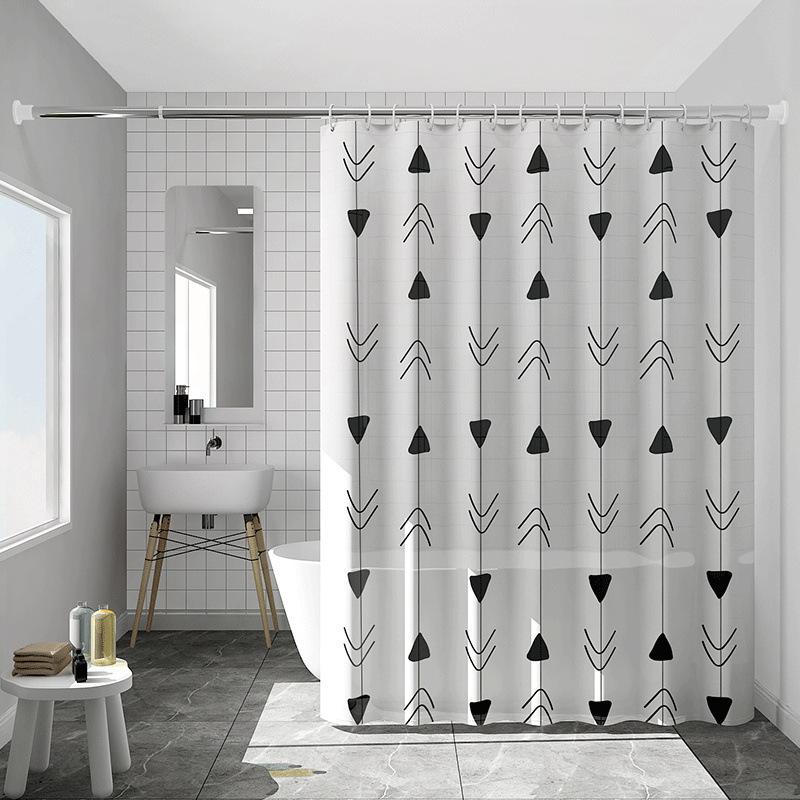 Bathroom Thickened Curtain Cloth MildewProof Waterproof Shower Curtain Set Free Punching Bathroom Partition Curtain Door Curtain Window