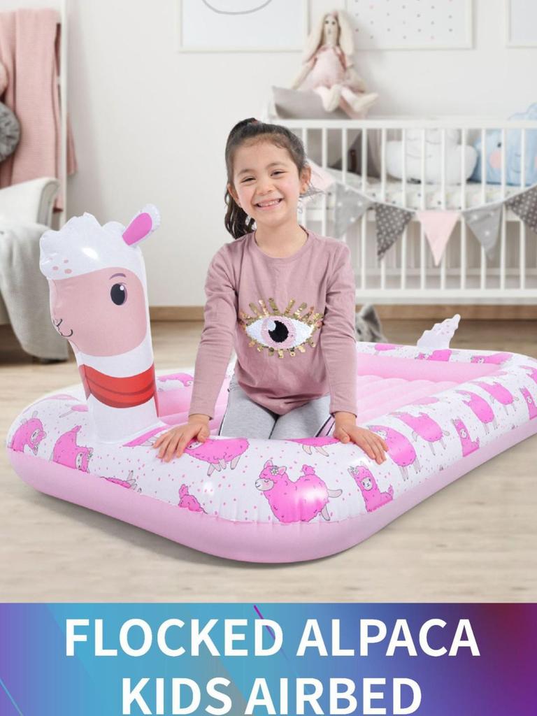 JILONG Portable Elevated Children's Inflatable Bed, Foldable Flocking Air Mattress for Lazy Breaks.