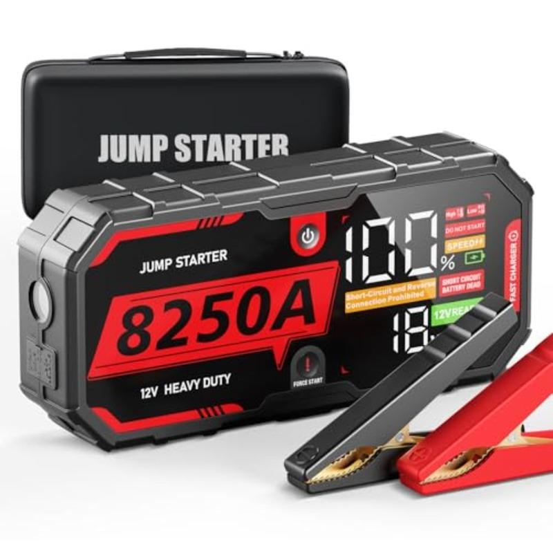 8250A Jump Starter Heavy Duty Jumper Starter Portable Battery Pack Up to 13L Gas/ 10L Diesel 24000mAh Power Bank 12V Auto Car T