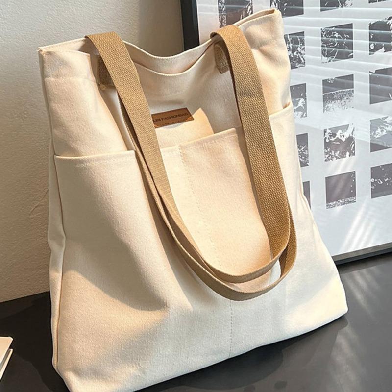 Damen-Einkaufstasche aus Segeltuch, Nähgarn, große Kapazität, fortschrittliche Sense-Handtasche, praktische Pendlertasche für Damen