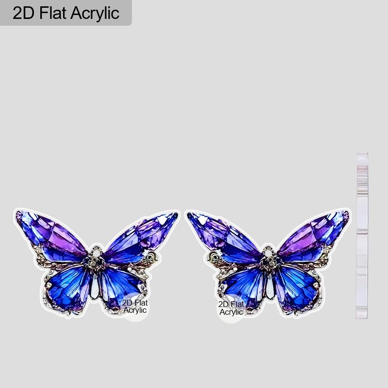 2D Flat Purple and Colored Butterfly Elements Dangle Earrings Lightweight Colorful Earrings for Women Jewelry Gifts Acrylic Material