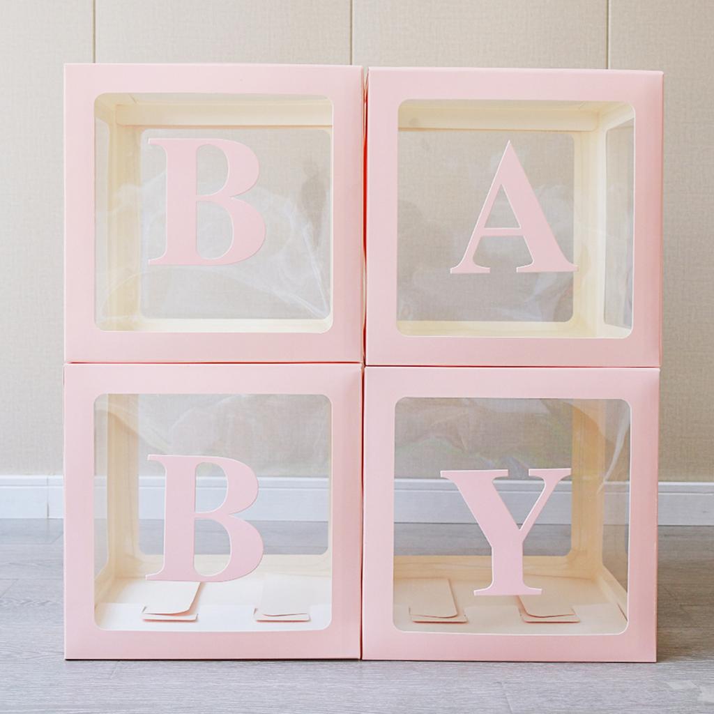 Baby Boxes with Letters 4pcs Love Boxes for Gender Reveal Birthday Wedding Baby Shower Decorations Kid Boys Girls Gift