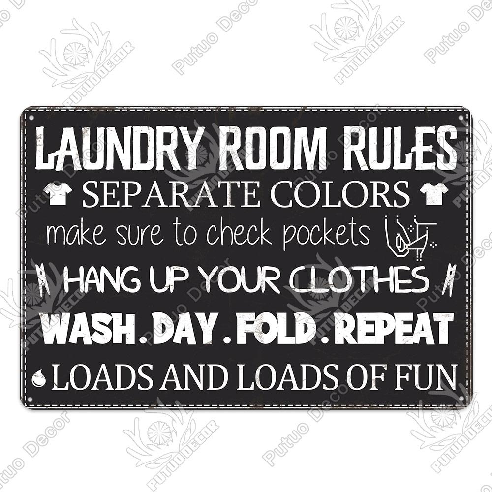Putuo Decor Room Funny Plaque Metal Vintage Tin Sign Laundry Toilet Powder Retro Wall Art Poster for Home Man Cave Iron Painting