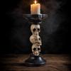Creative Halloween Skull Resin Candle Holder Decorative Prop Three Heads Gothic Style Candle Stand for Home Party Decoration