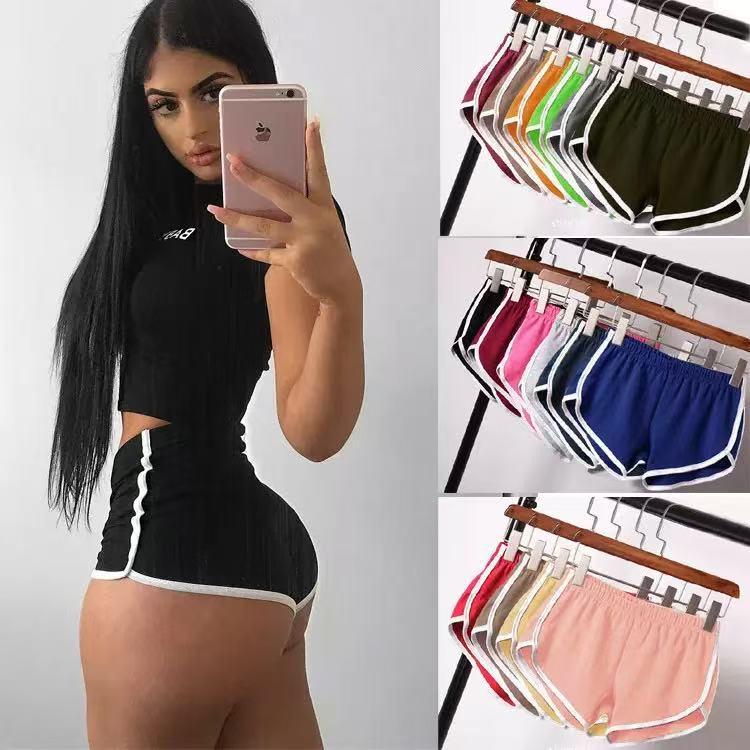 Europäische & Amerikanische Sexy Sommer Damen Fitness Shorts - Pfirsichfarben Enganliegend Yoga Laufen 3-Punkt-Stil