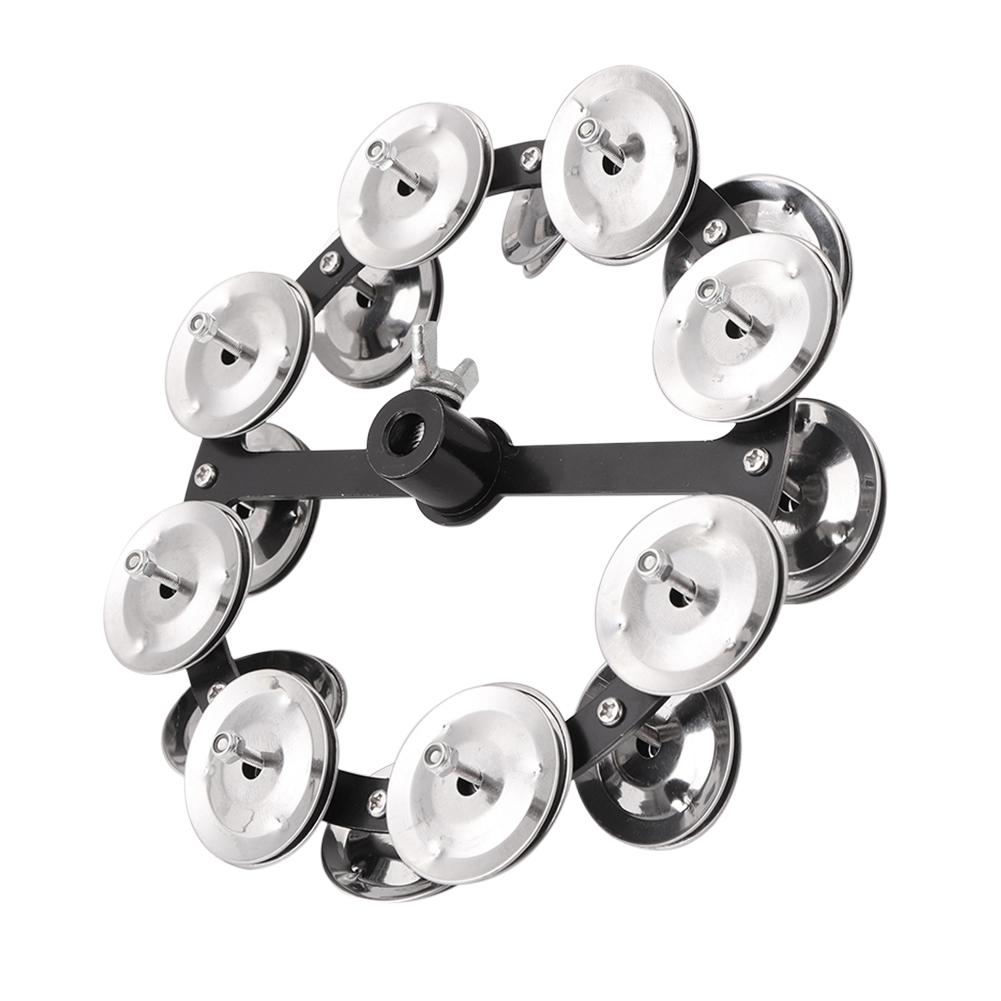 Drum Cymbals Hi Hat Tambourine Steel Bells with Row Jingles Portable Percussion Instrument Bright Sound Instrument