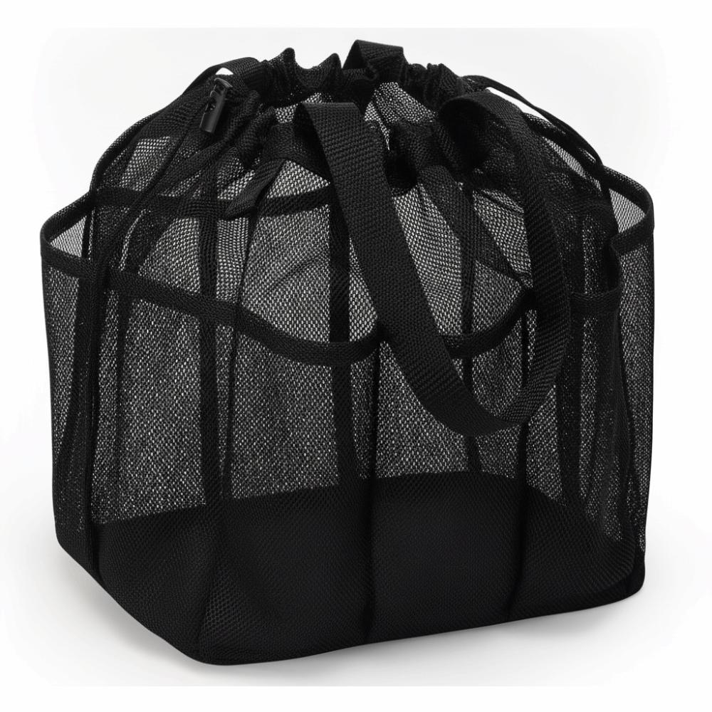 Bathroom Organizer Mesh Shower Bag Multi Pocket Drawstring Bag Foldable Storage Bag Beach