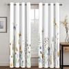 3D Digital Printing Curtain for Kitchen, Short Window Curtains, Floral and Flowers, 2 Panels
